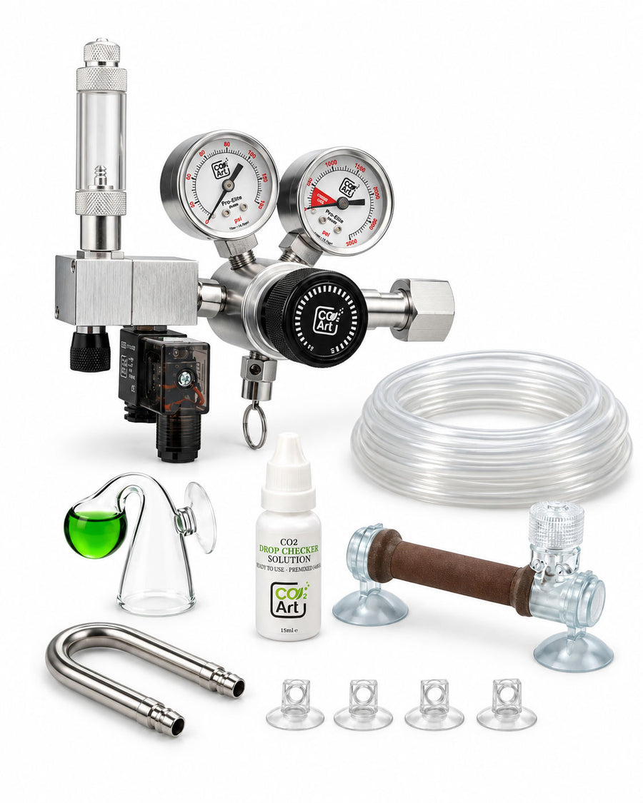 Nou: sistem complet CO2 pentru acvariu Pro-Elite Series V2, cu difuzor Flux_ montat în acvariu